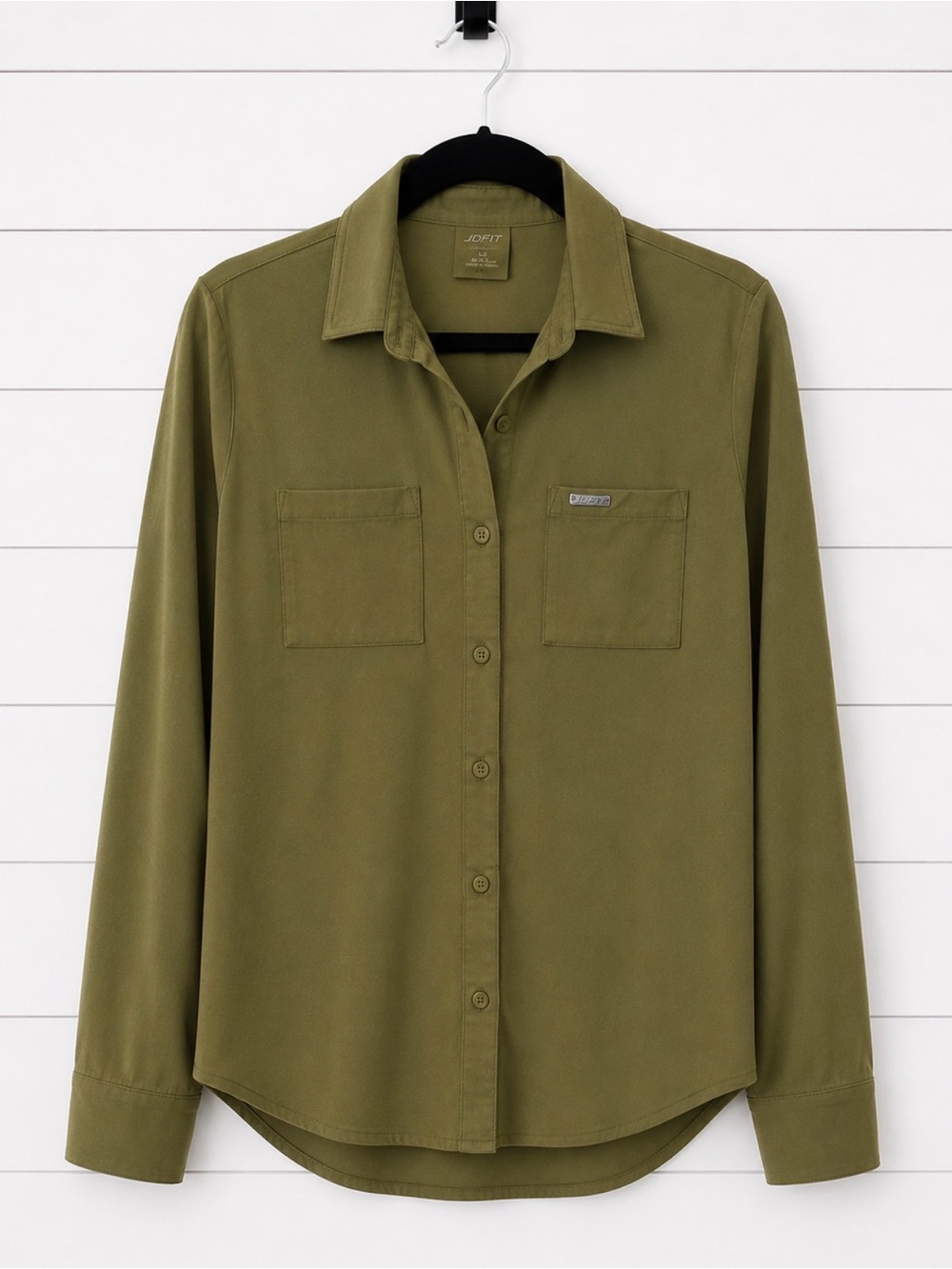 Jofit Women’s Large Olive Green Golf Utility Button-Down Shirt
